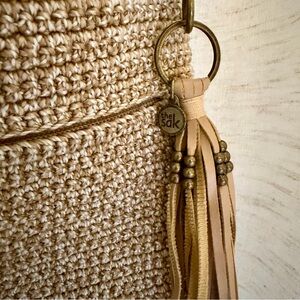 The Sak Beige Crochet Bag with Leather Tassel